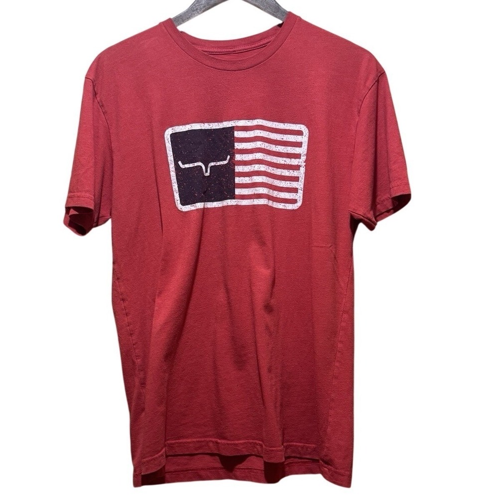 Kimes Ranch Shirt Mens Medium Red USA Flag Western Rodeo America Stretch